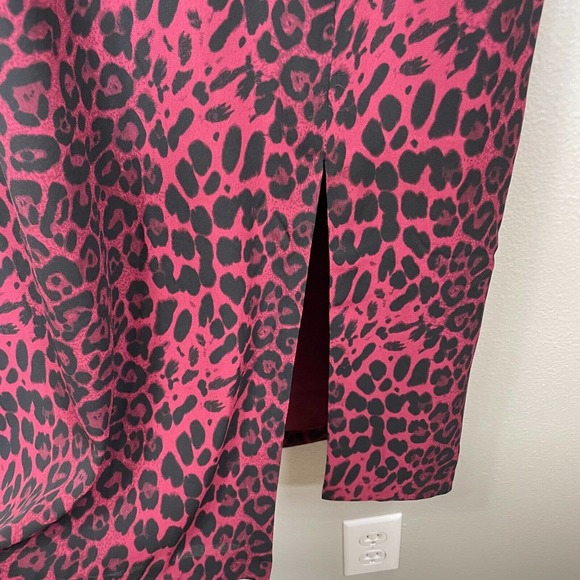 DRESS THE POPULATION Shaireen Leopard Dress Womens Large Burgundy Sleeveless - Picture 5 of 15